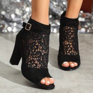 Elegant Black Lace Ankle Boots